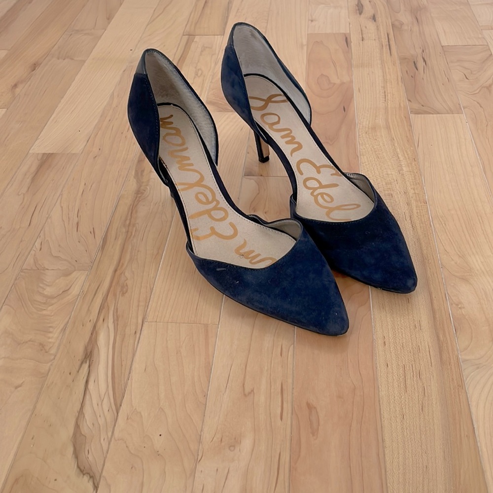 Sam Edelman d’orsay navy blue suede heels